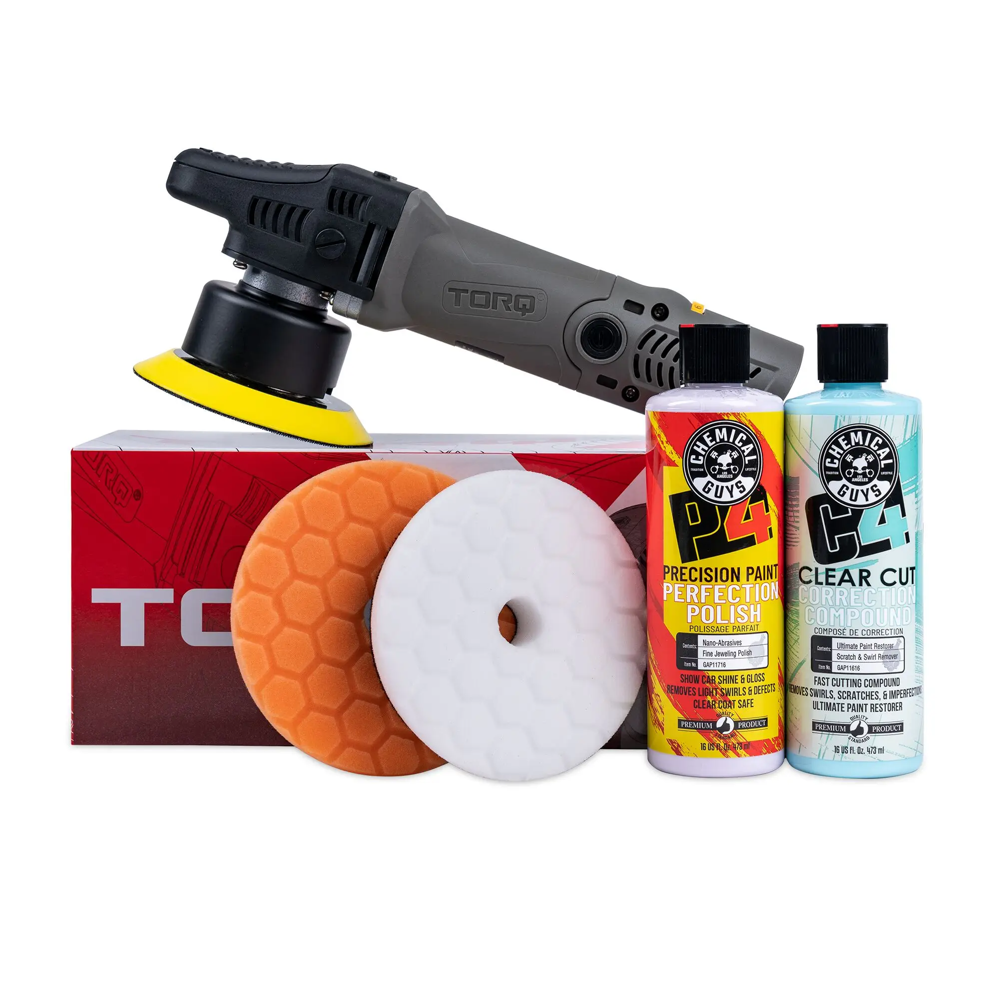 CHEMICAL GUYS TORQX Polish & Correction Kit – Dual Action Polisher, Pads & Compounds for Swirl Removal, Scratch Repair, Oxidation & Paint Correction |