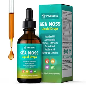Sea Moss Liquid Drops with Black Seed Oil, Elderberry & Burdock Root Vegan Formula - 2 fl oz