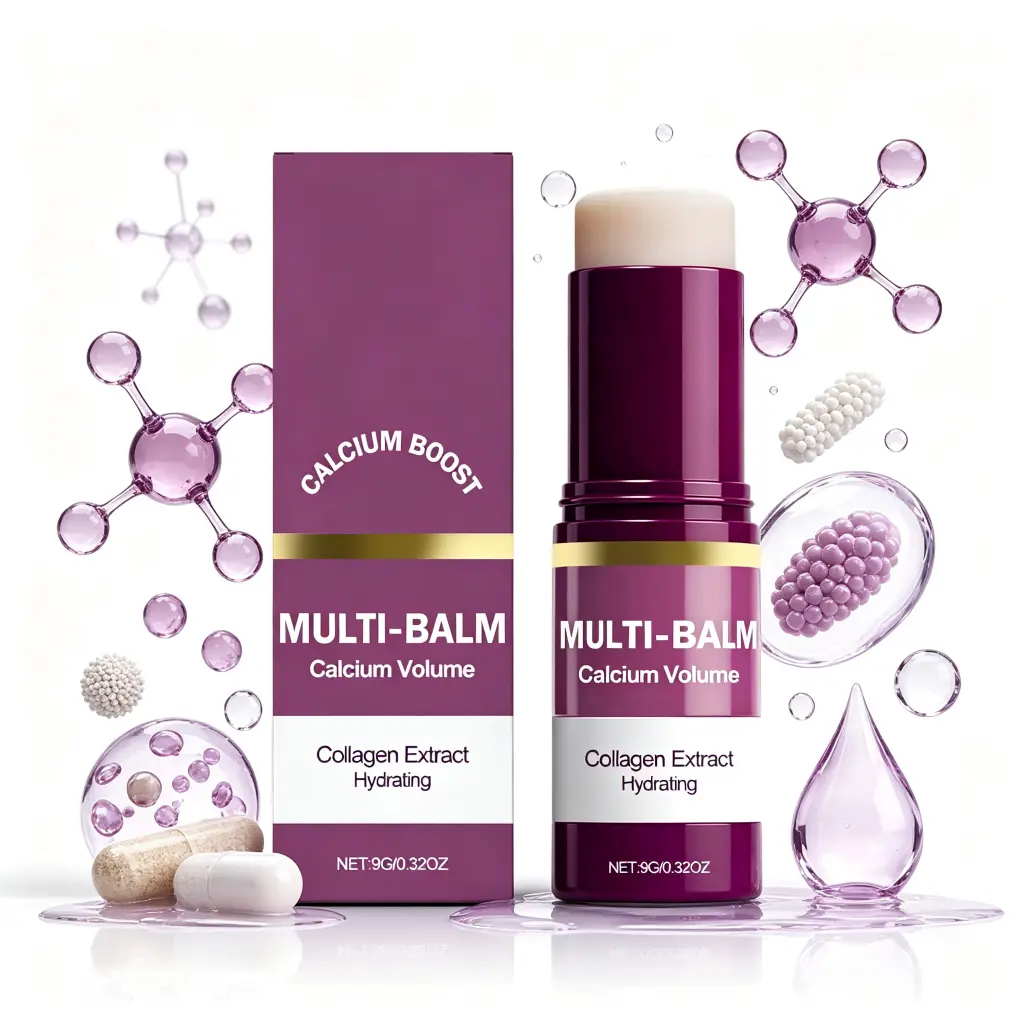 PDRN Pink Collagen Volume Balm Stick - Hypoallergenic Korean Skincare Balm with Volufiline, NAD, Under-Eye Anti-Aging, Fine Lines Reduction, Firming Treatment (Click Sound Turn Feature)