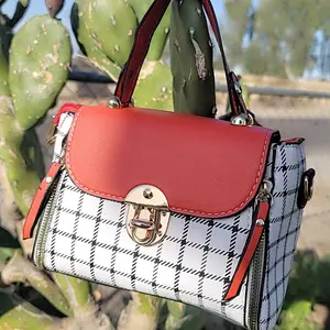 Plaid Pattern Handbag, Women's Buckle Decor Flap Purse, Fashion PU Leather Crossbody Bag Gift Elegant Accessory Style