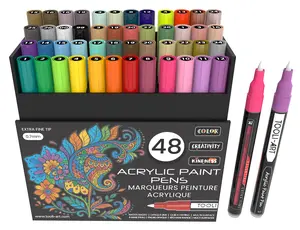 TOOLI-ART Acrylic Paint Pens 48 Markers Set Assorted Colors Limited Edition 0.7mm Extra Fine Tip