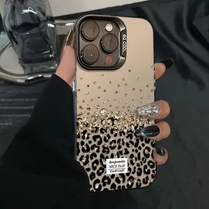 Diamond Leopard Print Holographic Protective Phone Case • Suitable for Iphone 17/16/15/14/13/12/11/7/8/Se/Plus/Pro Max/X/Xs/Xsmax/Xr/13/12Mini Series • Fashionable And Creative • Elegant Phone Case