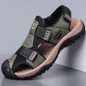 Men's Closed Toe Hiking Sandals Waterproof Non-Slip Sole Adjustable Strap Summer Beach Shoes for Walking Camping Trekking Thick Bottom Quick-Dry Footwear - Dance stylish slipper, casual outerwear style,spring new men