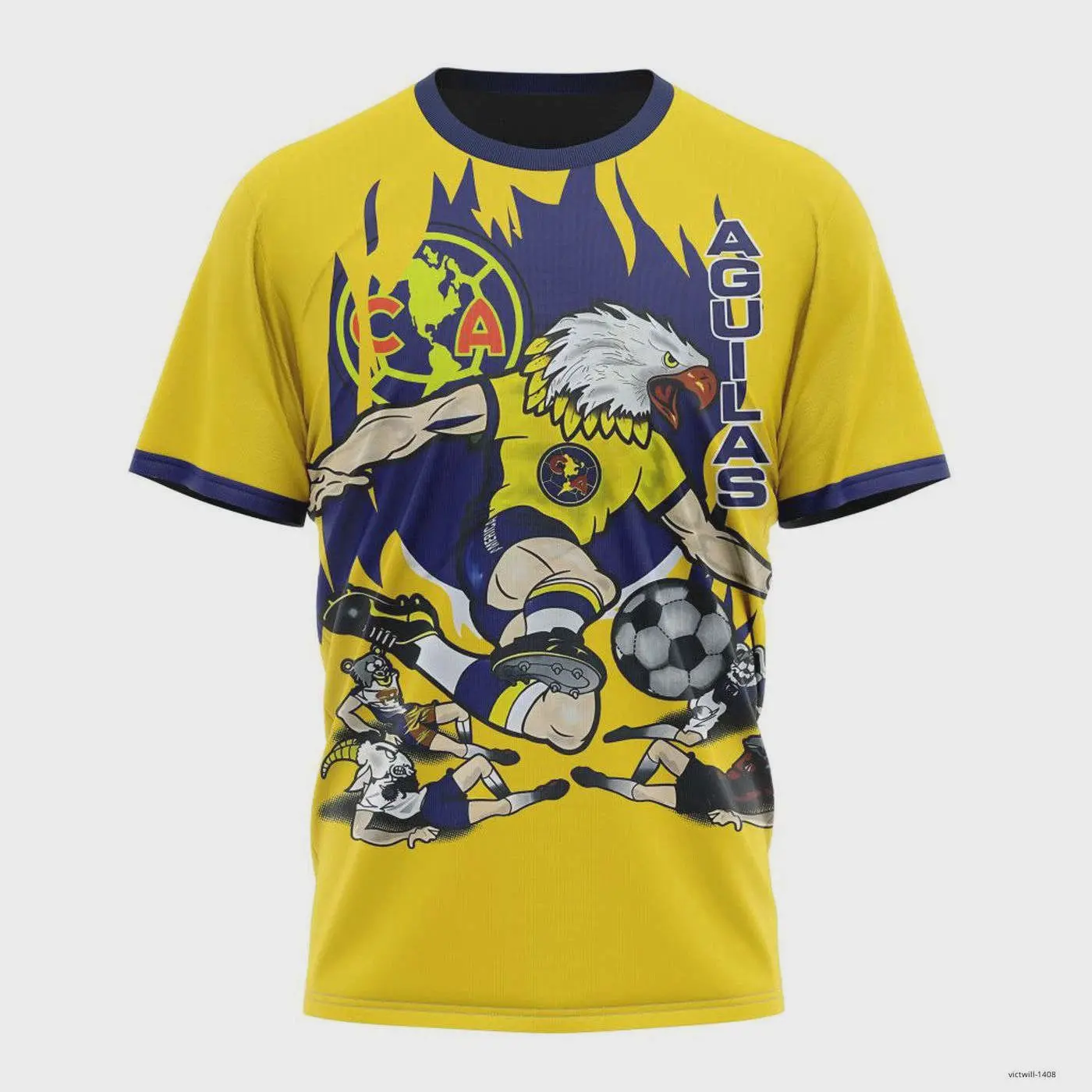 Personalized LIGA MX Club America Shirt 3D Special Aguilas Design Kit, Short-Sleeve Sports Shirt, Football Jersey, Gifts for Fútbol Fan, Sport Apparel