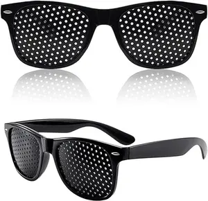 Unisex Pinhole Glasses, Lightweight Black Eye Care Eyewear, Relieve Eye Fatigue, Comfortable Vision Training Frame for Daily Office Study and Long Time Screen Use
