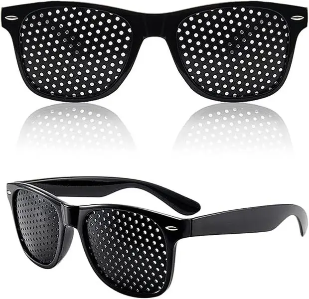 Unisex Pinhole Glasses, Lightweight Black Eye Care Eyewear, Relieve Eye Fatigue, Comfortable Vision Training Frame for Daily Office Study and Long Time Screen Use