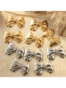 5 pieces of stainless steel extra-large bowknot pendants - French minimalist, romantic and sweet 18K gold DIY jewelry pendants