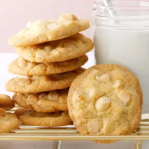 Sweet & Crunchy White Chocolate Macadamia Nut Cookies - Creamy White Chocolate Butterly Macadamia Nuts Irresistible Snack Bite Biscuit