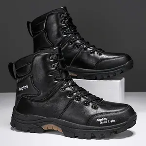 Men'S All-Season Hiking Boots - Mid-Calf & Rubber Sole, Breathable Fabric Lining, Adjustable Lace-Up Ankle Support for Outdoor, Casual & Daily Wear - Solid Color Design, Hiking Accessories quatro  boots