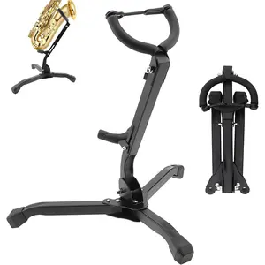 Alto & Tenor Saxophone Stand, Foldable Saxophone Stand Holder Rack, Adjustable Metal Sax Tripod Holder Rack, Portable Musical Instrument Accessories