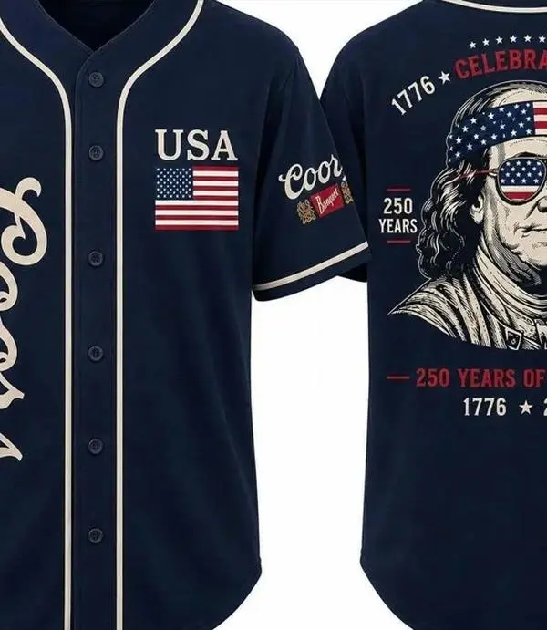 USA Patriotic Baseball Jersey, Vintage Freedom Graphic Button Up Shirt