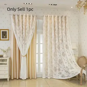 Floral Jacquard Curtain Set, Modern Minimalist Style Drapes for Bedroom & Living Room, Home Decor Gift Idea, Valentine's Day Present, Home Decoration Curtain
