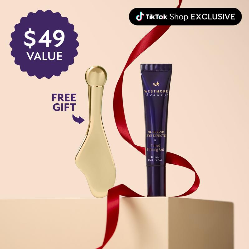 Westmore Beauty 60-Second Eye Effects with FREE Gua Sha - Tinted Firming Gel for Eye Bags, Puffiness, Crow's Feet and Crepey Under Eyes