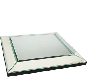 12" Square Beveled Mirror Centerpiece - Elegant Glass Design for Home Decor