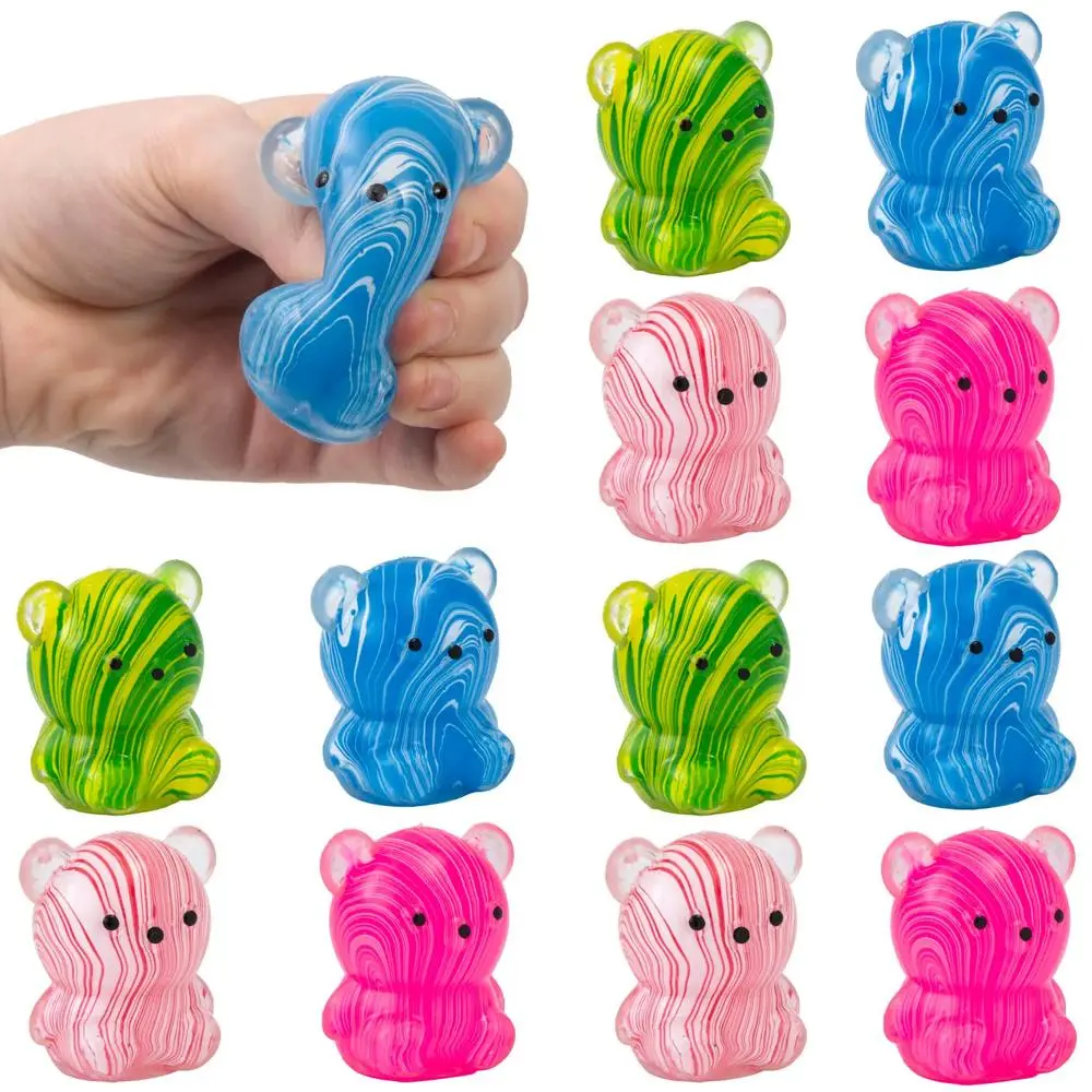 Mini Marbleized Maltose Gummy Teddy Bear Squeeze Toys – 1 3/4" x 2", 12 Pcs