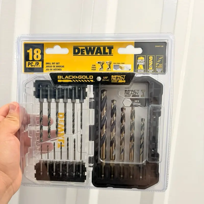 Black and Gold Impact Ready Metal Drill Bit Set (18-Piece)