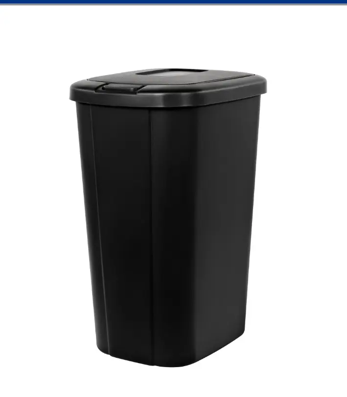 Hefty 13.3 Gal Plastic Touch Top Kitchen Trash Can, Home Care Bin with Push Button Lid, Black