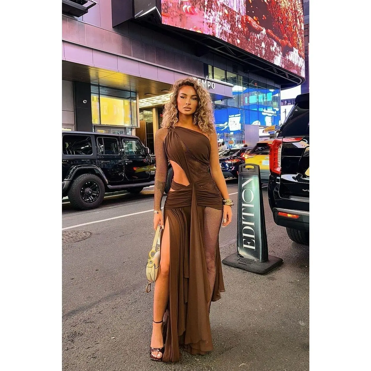 Harper Draped Maxi Dress - Chocolate C