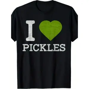Funny I Love Pickles T-Shirt for Men & Women - Vintage Pickle Lovers Graphic Tee, Soft Breathable Casual Shirt with Dill Pickle Design, Unisex T-Shirts (Black/White) - Perfect Gift