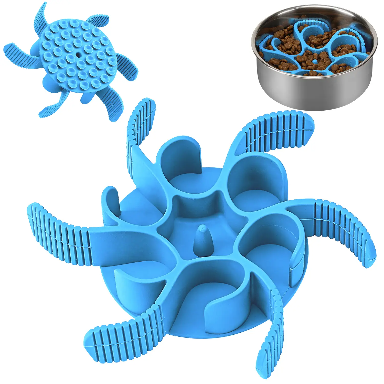 Anipaw Dog Slow Feeder Dog Bowls Silicone Spiral Dog Food Bowls Feeder Insert to Slow Down Eating for Large Medium Small Breed Dogs Perfect with Stain