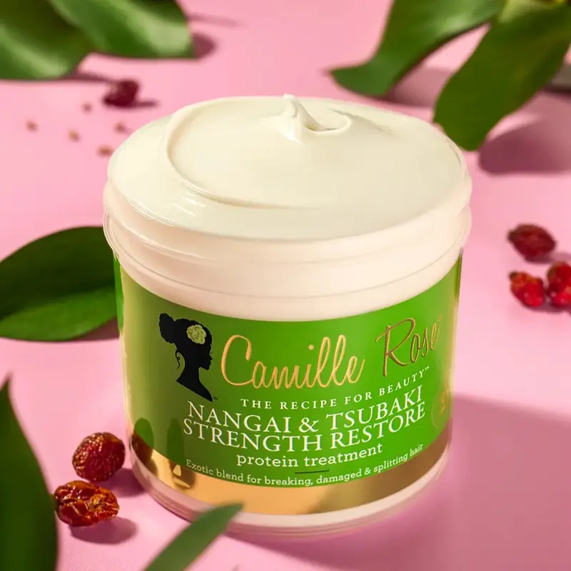 Camille Rose Nangai & Tsubaki Strength Restore Protein Treatment - Hair & Scalp Treatment with Nangai Nut Oil & Japanese Tsubaki Oil for Moisture & Hydration, Strengthening - Damaged & Splitting Hair