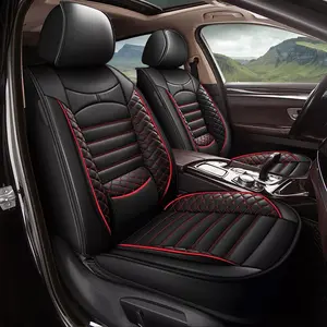 AOMSAZTO Universal Waterproof Faux Leather 5-Seat Car Seat Covers - Easy-Install Full-Cover Front & Rear Interior Cushion Protectors for Vehicles, Leather Seat Covers