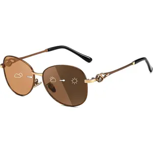 EyeconicFinds Oval Rhinestone Sunglasses Women Retro Metal Photochromic Sunglasses Classic Vintage UV400 Protection B1119 Frames