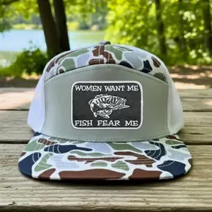 Women Want Me Fish Fear Me Trucker Hat | Funny Fishing Hat for Men | Outdoor Snapback Cap | Fisherman Gift Gift For Him, Gift For Her