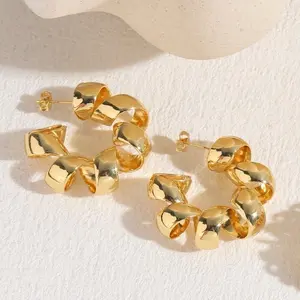 Luxurious 14k Gold-Plated Spiral Earrings - Elegant Design with Smooth Finish.