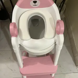 BabyBond 2-in-1 Foldable Potty Training Toilet Seat with Step Stool for Toddlers, Anti-Slip & Adjustable Height with Safety Handles, Cute Pink Baby Potty Chair, Ideal Christmas Gifts for Boys & Girls