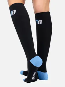 TierOne 20-30 mmhg Compression Socks for Women and Men (Black & Blue)