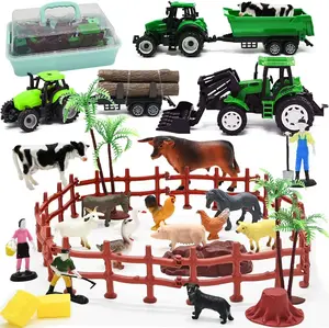 Farm Animals Figures Playset, 40 Pcs Farm Toy Tractor with Plastic Farm Animals Figurines, Farmer and Fence Farm Playset, Farm Figures Farmer Truck Toy with Trailer for Kids Boys Girls Toddlers 3+ tiktokshopspringglowup