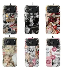 Marilyn Monroe Cases, Vintage Hollywood Glam, Retro Collage Aesthetic, Iconic Celebrity Art, Kiss Print Design Cover For iPhone 17 16 15 14 13 12 11 Plus Pro Max, Samsung S25 S24 S23 S22 S21 Plus Ultra