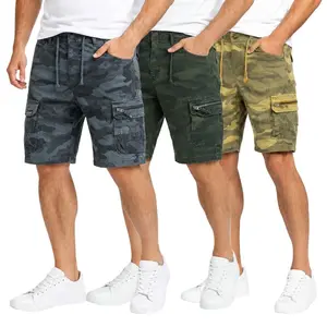Clean Gent men’s summer camouflage cargo shorts—loose Bermuda shorts with zippered pockets that prevent items from falling out. Drawstring waist belt, suitable for outdoor casual wear; casual athletic shorts with breathable fabric—an ideal Father’s Day gi