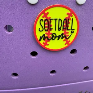 Softball Mom Charm to Fit Bogg Bag Holes