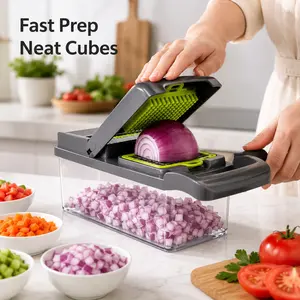 8 Interchangeable Blades Vegetable Chopper, Manual Food Slicer Dicer Cutter, Kitchen Mandoline Julienne Shredder, Meal Prep Tool