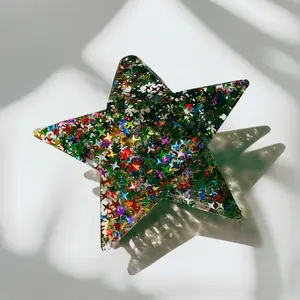 Velvet Claws Glitter Star Hair Claw Clip 3.5 Acetate Hairpin for Updos Half Ups Lightweight Secure Hold Sparkle Hair Jaw