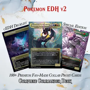 POKÉMON ANIME THEMED PROXY COMMANDER DECK v2 – PREMIUM COLLECTOR SET (110 CARDS | 4 VERSIONS | DICE SET | PLAYMAT | VELVET BAG | LEATHER BOX)