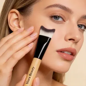 Viora Beauty Angled Flat Makeup Brush for Foundation Contour & Concealer Soft Synthetic Bristles Face Blending Brush Smooth Application Easy Blending Daily Makeup Half
