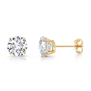 10K Solid 6MM Gold Studs for Women, 10K Gold Studs, Dailywear Gold Studs,Classic Gold Studs Earrings, 10K Basket Setting Studs
