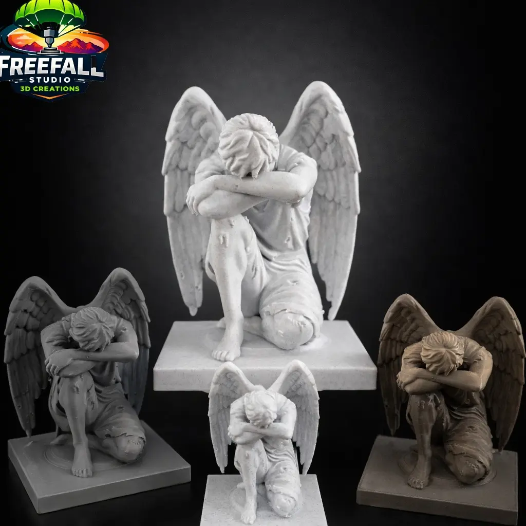 Kneeling Guardian Angel Protective Plastic Figurine - Handcrafted in Stunning Detail Resin-Pla Statue & Bobblehead Supplies, Desk Decor, Figurines & Miniatures Limited-Edition Gift Accent