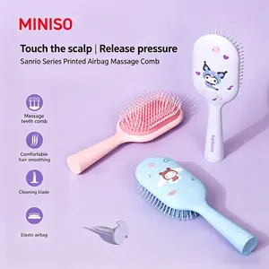 MINISO SR Airbag Massage Comb, Long Handle Cushion Hair Brush, Kuromi Cute Styling Bone Comb for Women, Scalp Massage Anti-static Hairdressing Brush, Fluffy Hair Care Daily Dressing Tool Ideal for Home Travel and Gift Collection#Summervibes