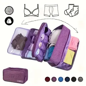1pc Portable Underwear & Bra Organizer Bag, Waterproof Toiletry Case & Packing Cube, Multifunctional Travel Bag for Lingerie Socks & Accessories, Durable Nylon Oxford Fabric