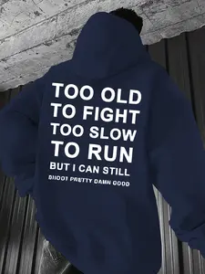 New Letter Print Kangaroo Pocket Hoodie, Casual Fitted Long Sleeve Pullover for Spring & Fall, Warm Lining Adjustable Drawstring Design, Sweatshirts