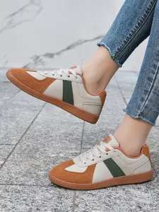 Four-Season Retro Colorblock German Training Shoes, PU Leather Casual Sneakers, Unisex Couple Commuter Sports Shoes, Lightweight Breathable Anti-Odor