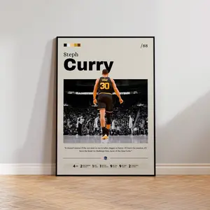 Steph Curry Poster Wall Art, Basketball Print,  Sports Illustration, Athlete Artwork, Home Office Decor, Man Cave, Curry Fan Gift