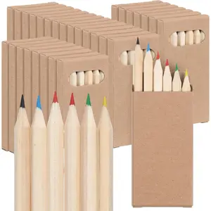 24 Packs Mini Colored Pencils Bulk 3.5'' Coloring Drawing Pencil in Boxes End of Year Gift for Students Kids Adult Classroom Exchange Gift School Painting Birthday Party Favor, 6 Per Pack