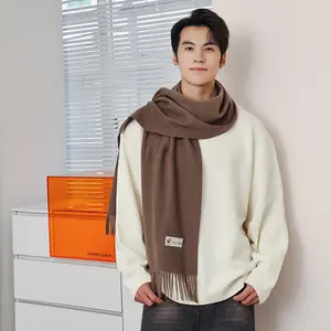 Wool scarf men's winter 2025 new men's scarf solid color versatile thickened autumn and winter cashmere scarf