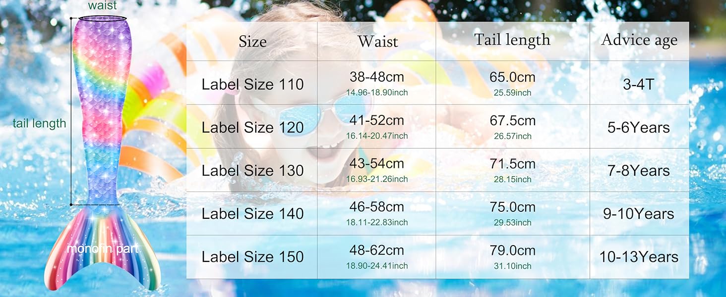 Mermaid Tail Bathing Suit for Girls Coustume,Party Costume Accessory(Excludes FIN)