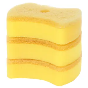 REGALWOVEN Non-Scratch Dish Sponge, Dish Sponges for Washing Dishes, Cleaning Sponges for Kitchen, Household, Bathroom 3 Pcs Yellow